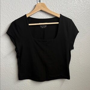 Women's Black Square Neck Top